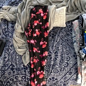 Pink Flower Yoga pants